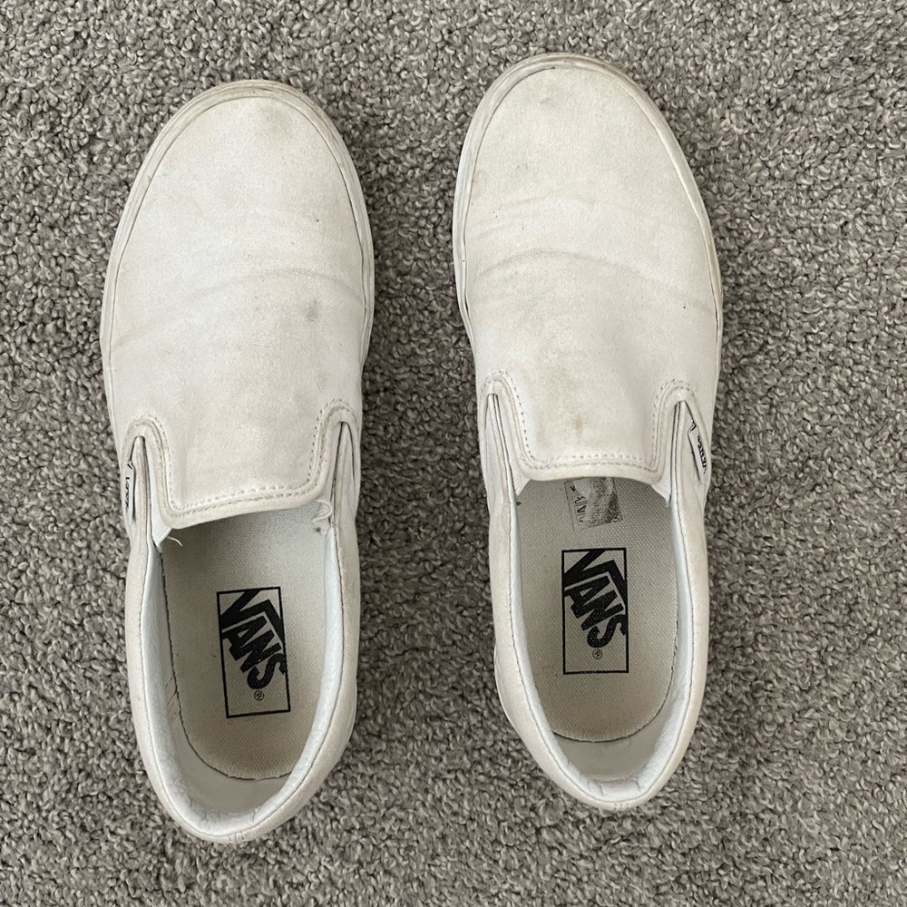 White Slip On Vans